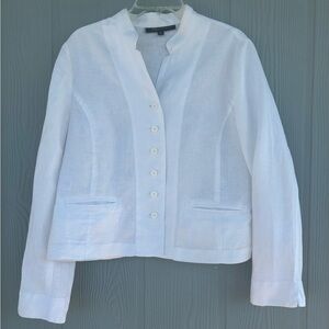 176*.AK Anne Klein Women’s Lightweight White Linen Jacket.
